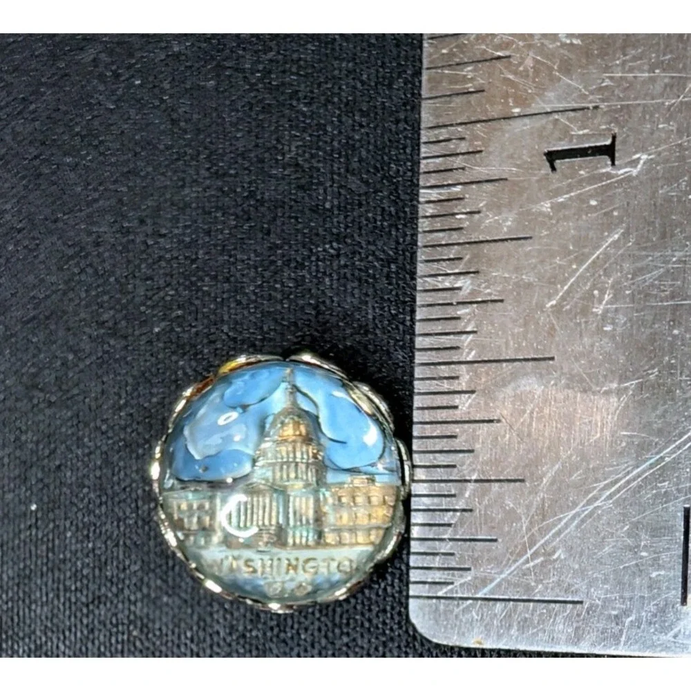 Vintage‎ Washington D.C. Capitol Dome Glass Cabochon Souvenir Brooch Pin USA